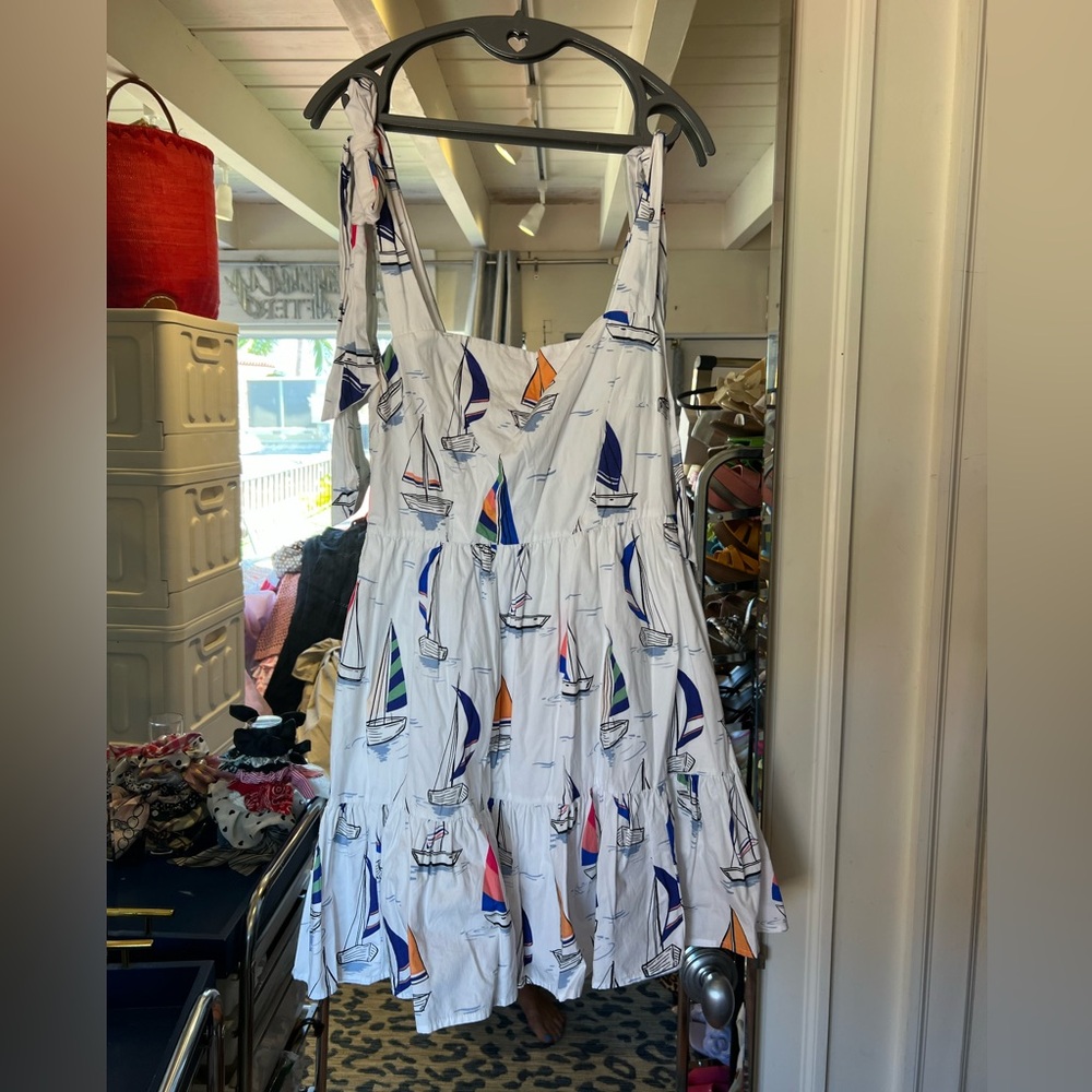 Sailboat Print Mini Dress - White